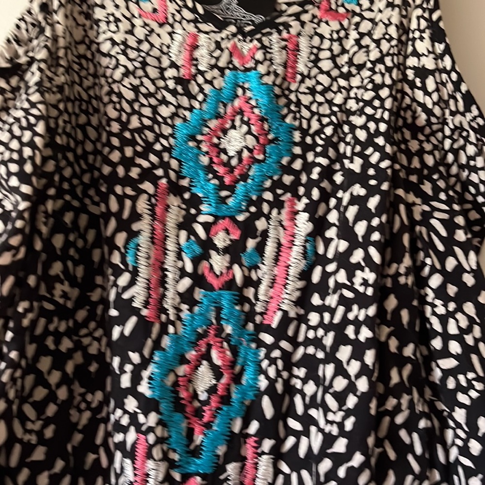 Large light weight one piece jumpsuit embroidered pockets